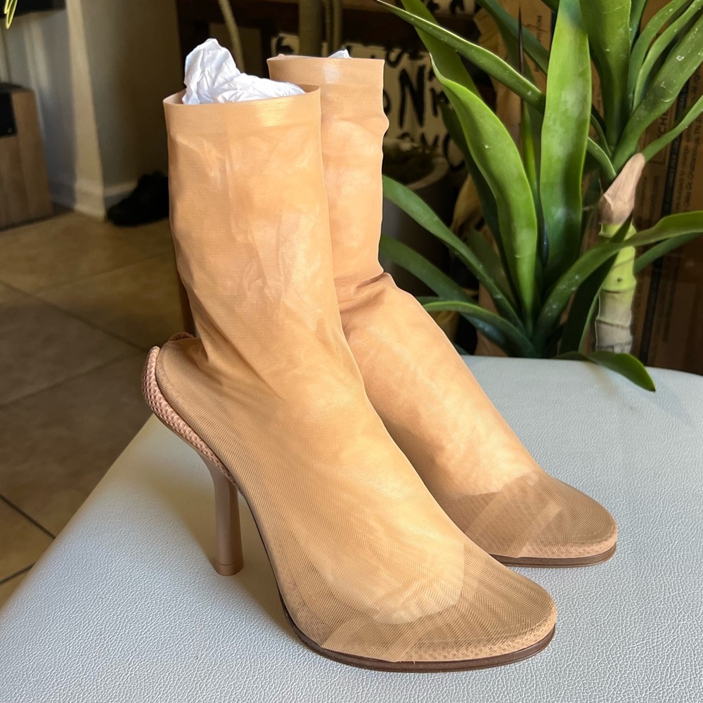 BURBERRY Ladies Gennie Tulle Sock Detail Ankle Boots Size 8.5 (38.5 IT)